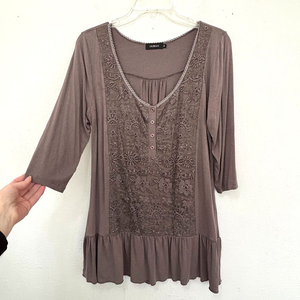 Womens Embroidered Fairy Grunge Top XL Tunic Whimsigoth Cottage Coquette Indie